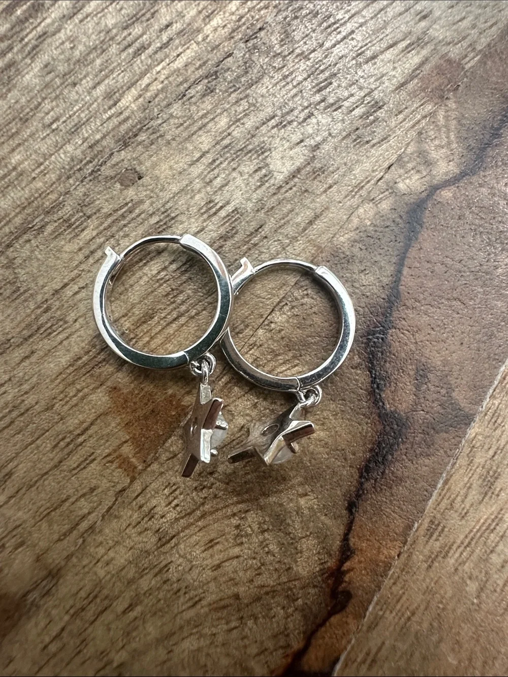 Sterling Huggies with Moonstone